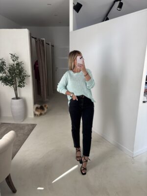 Pull en maille bleu