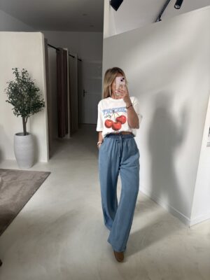 Pantalon large fluide style denim