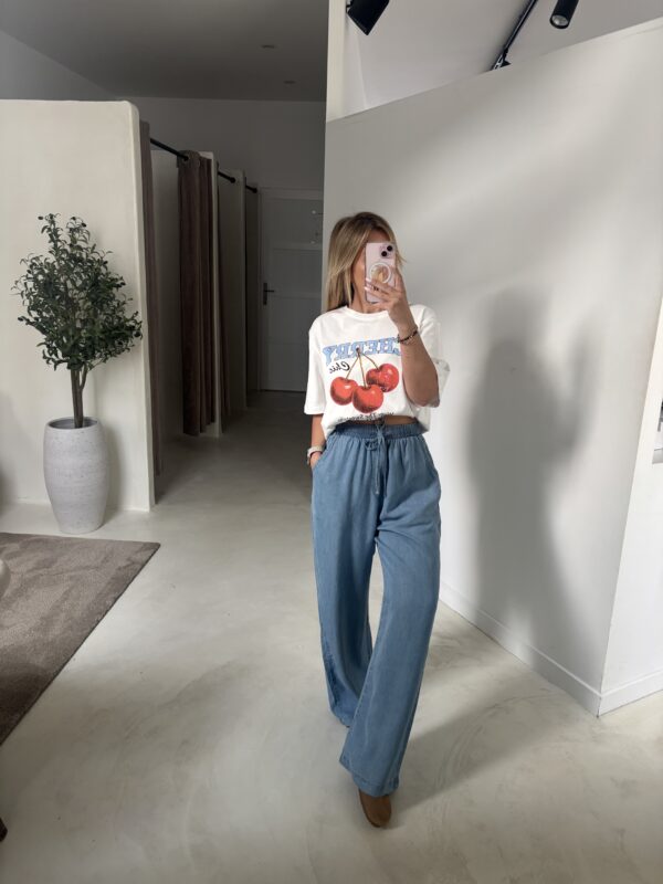 Pantalon large fluide style denim