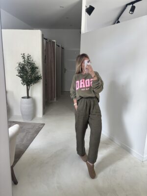 Pantalon en lin kaki