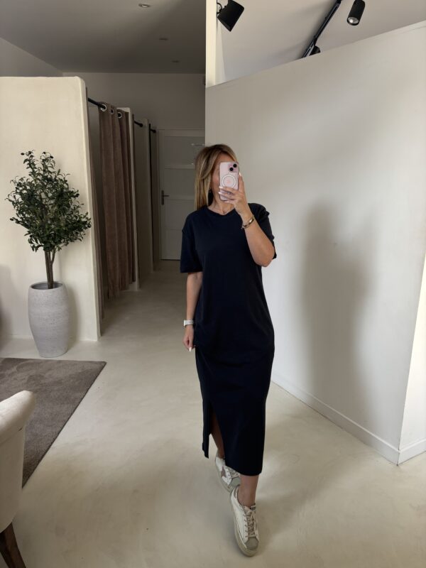 Robe T-shirt en lin mélangé, manches courte et fente