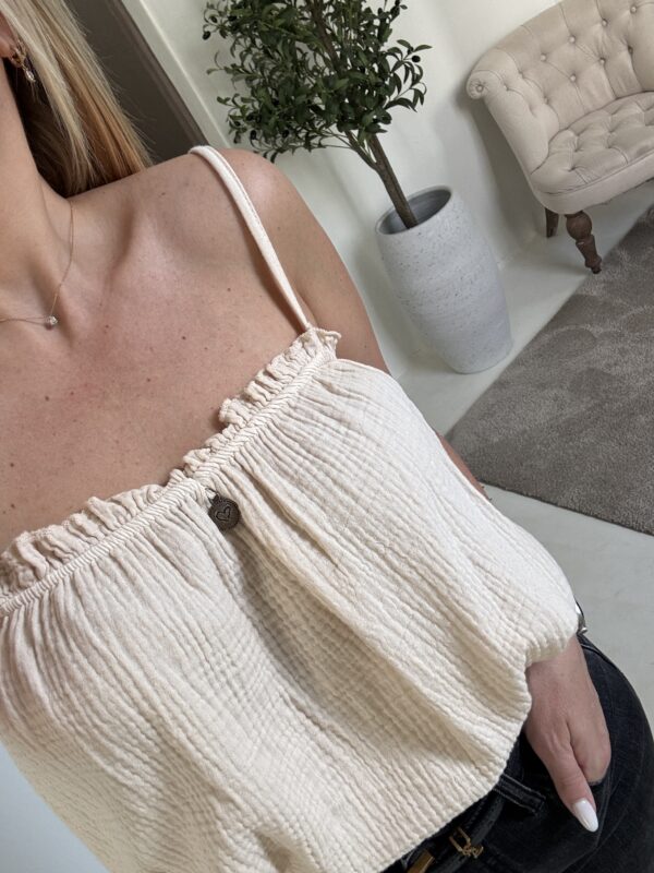 Débardeur en gaz de coton beige – Image 2