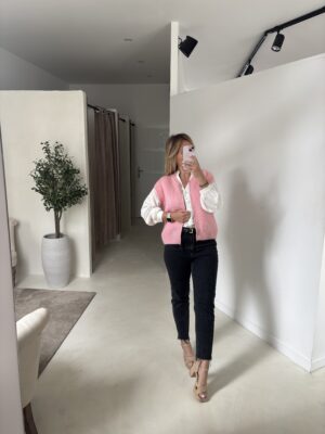 Gilet zip rose sans manches