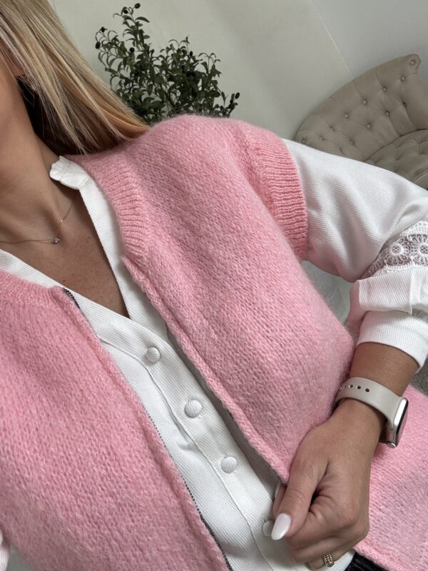 Gilet zip rose sans manches – Image 2