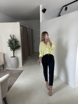 Chemise jaune en gaz de coton
