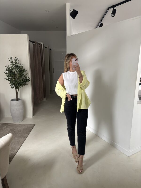 Chemise jaune en gaz de coton – Image 3