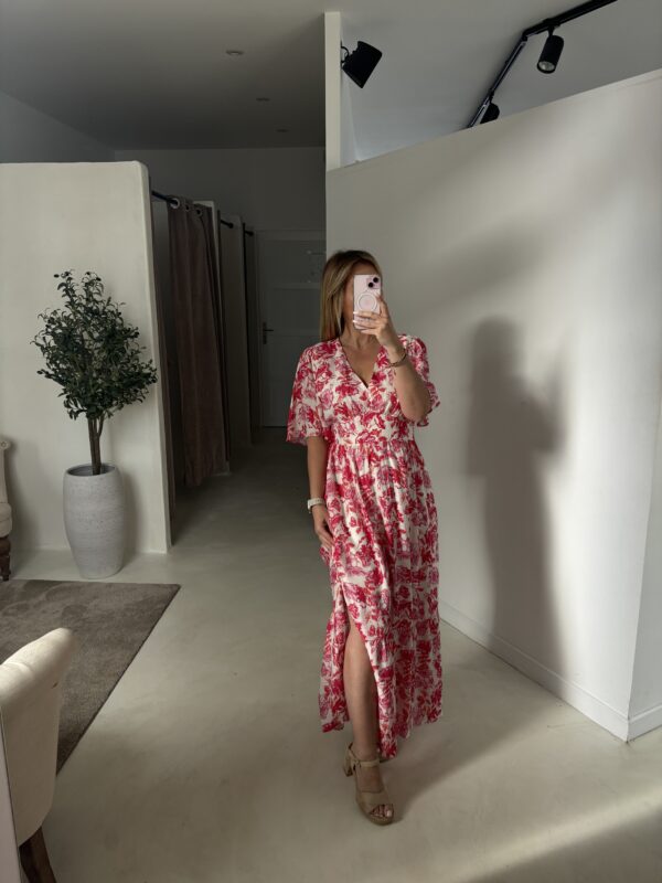 Robe longue à motifs fleuris rose – Image 2