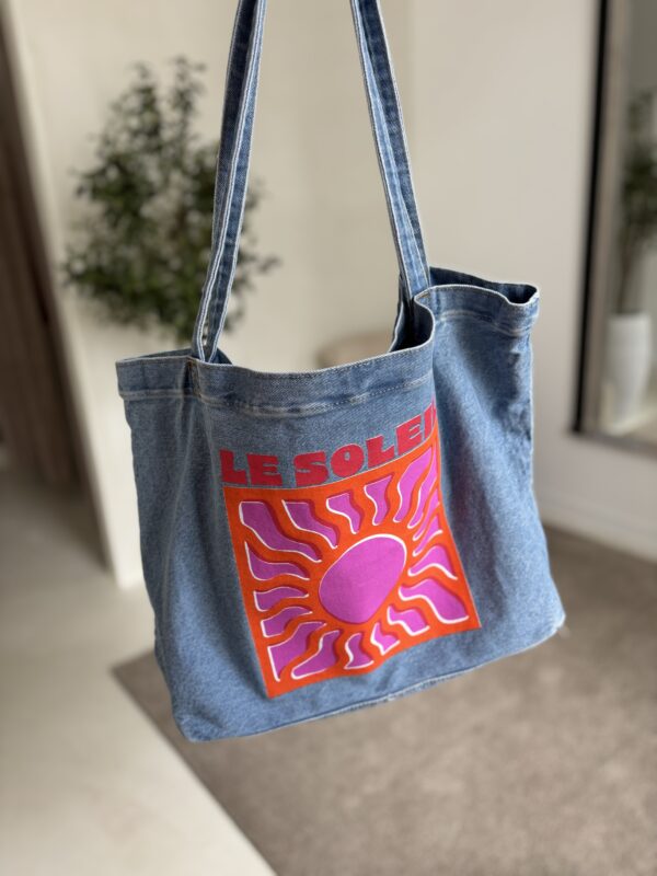 Sac tote bag denim "le soleil"