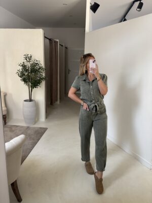 Combinaison pantalon en jean kaki
