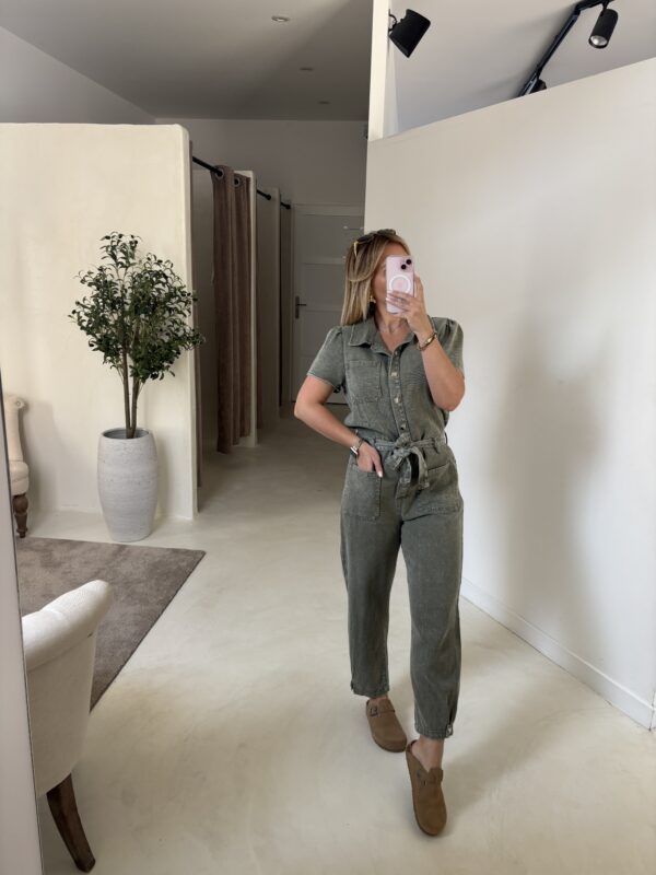 Combinaison pantalon en jean kaki