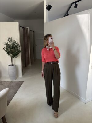 Pull orange manches courtes