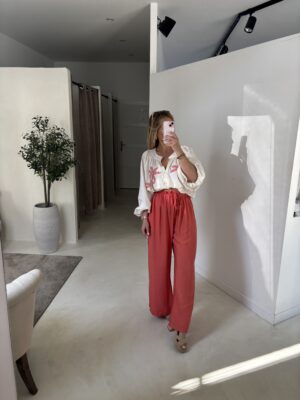 Pantalon large et fluide orange