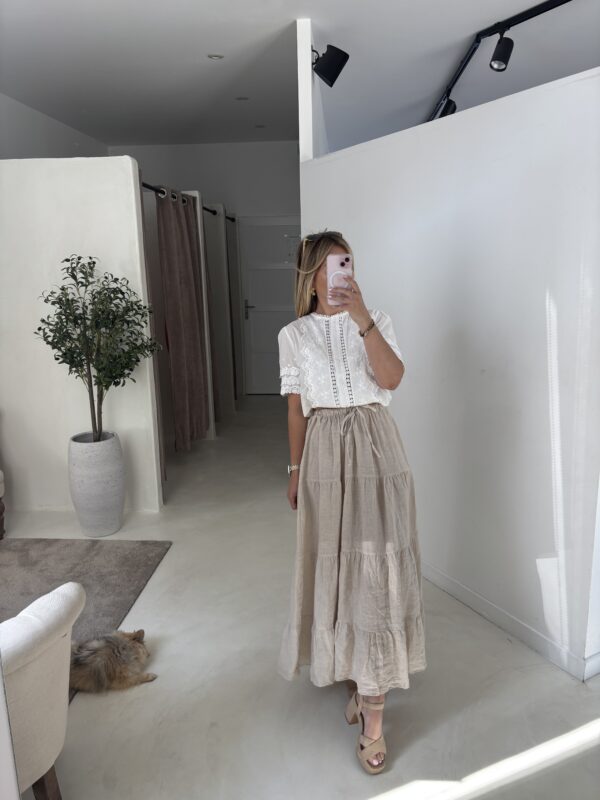 Jupe longue en lin couleur naturel