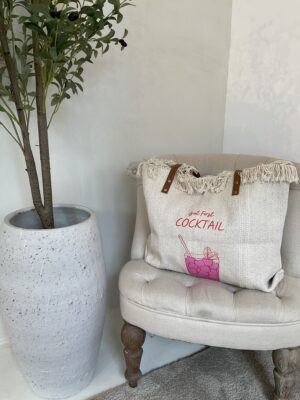 Grand sac en toile « But first cocktail »