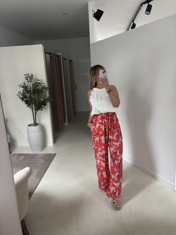 Pantalon fluide à motifs orangés
