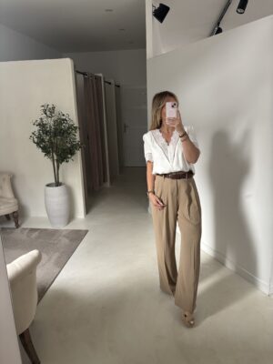 Blouse blanche manches courtes et dentelle