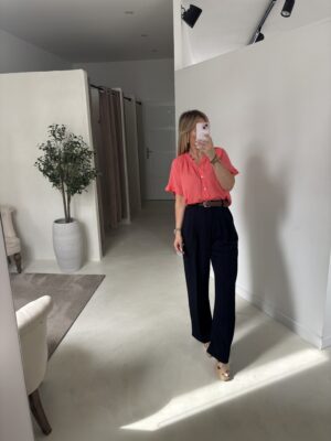 Blouse corail manches courtes