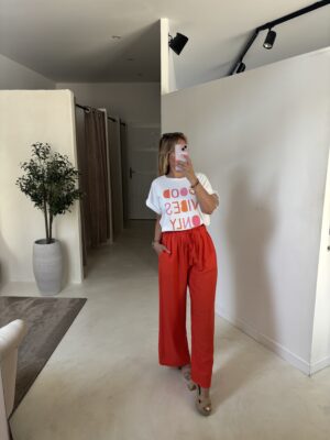 Pantalon large et fluide orange vif