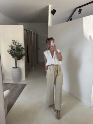 Pantalon large et fluide beige
