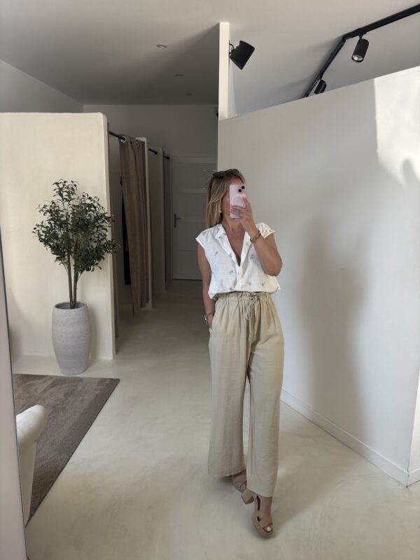 Pantalon large et fluide beige