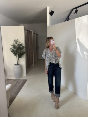 Blouse manches courtes à motifs verts