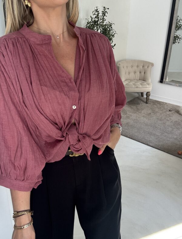 Blouse ample et fluide framboise – Image 2