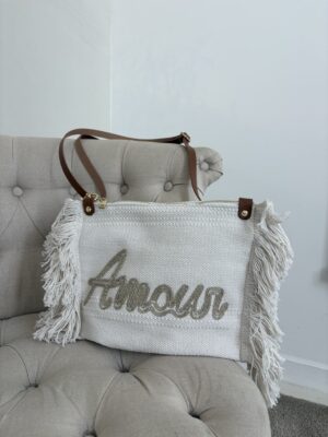 Sac en toile de jute à franges