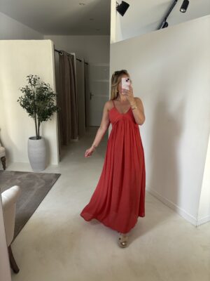 Robe longue terracota à bretelles
