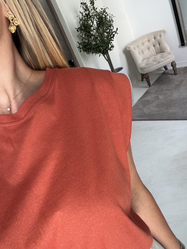 T-shirt style épaulettes terracota, détails pailletté – Image 2