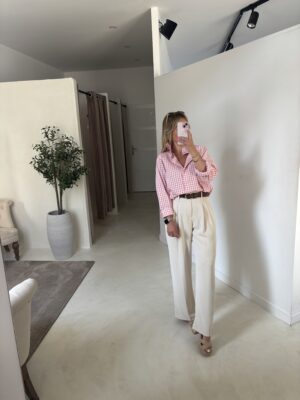 Blouse à carreaux rose