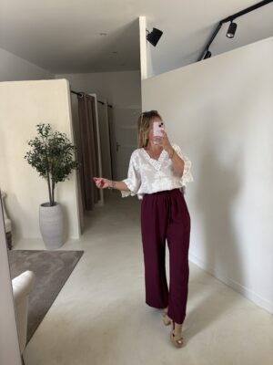 Pantalon large et fluide bordeaux