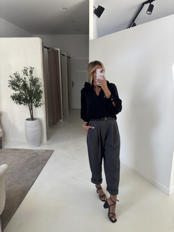 Pantalon gris effet ballon