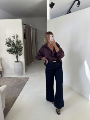 Blouse bordeaux oversize détails volants
