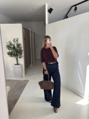 Pull manches courtes bordeaux
