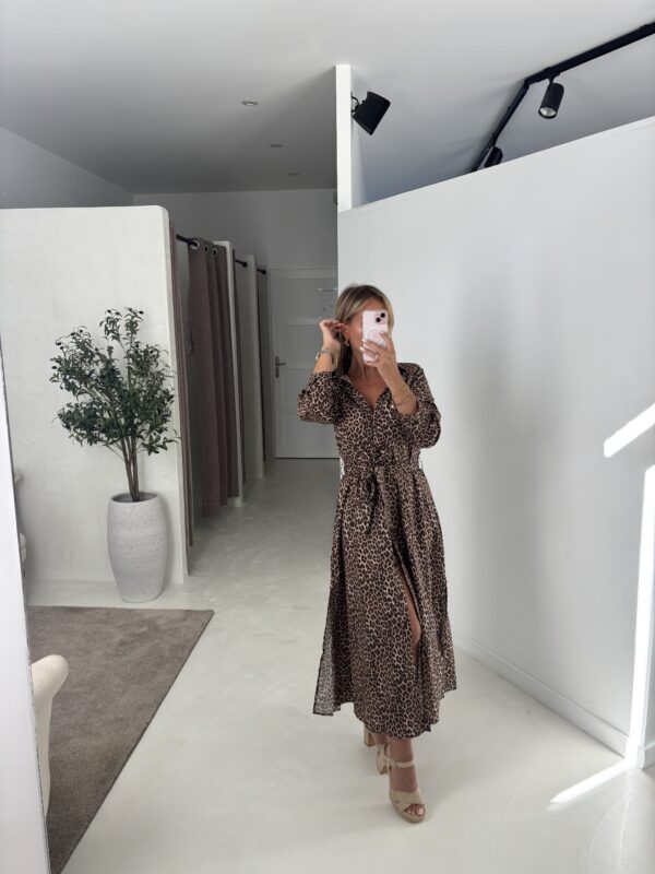 Robe chemise longue léopard