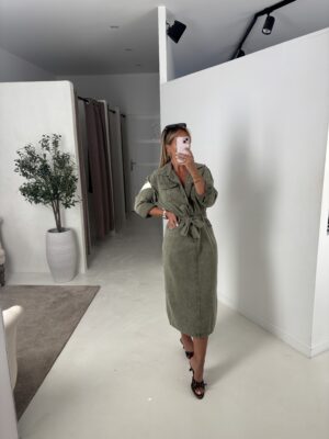 Robe chemise en jean kaki