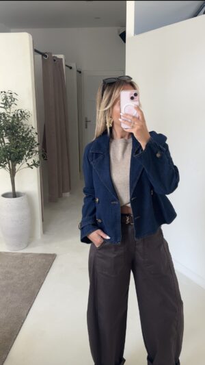 Trench en jean bleu