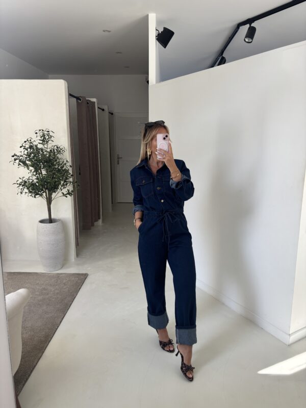 Combinaison en jean bleu foncé