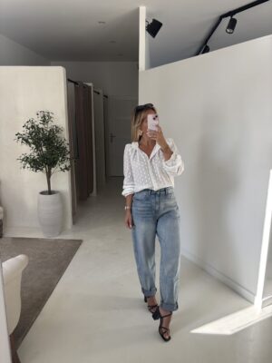 Jean large ballon bleu clair