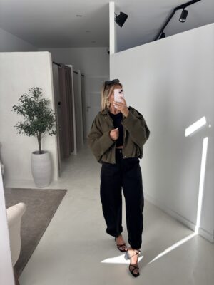 Veste bomber oversize en suédine kaki