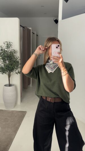 Pull manches courtes kaki
