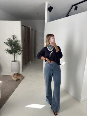 Jean large imitation chino, avec revers dans le bas