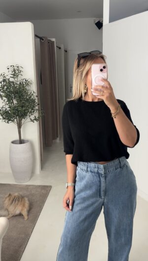 Pull manches courtes noir