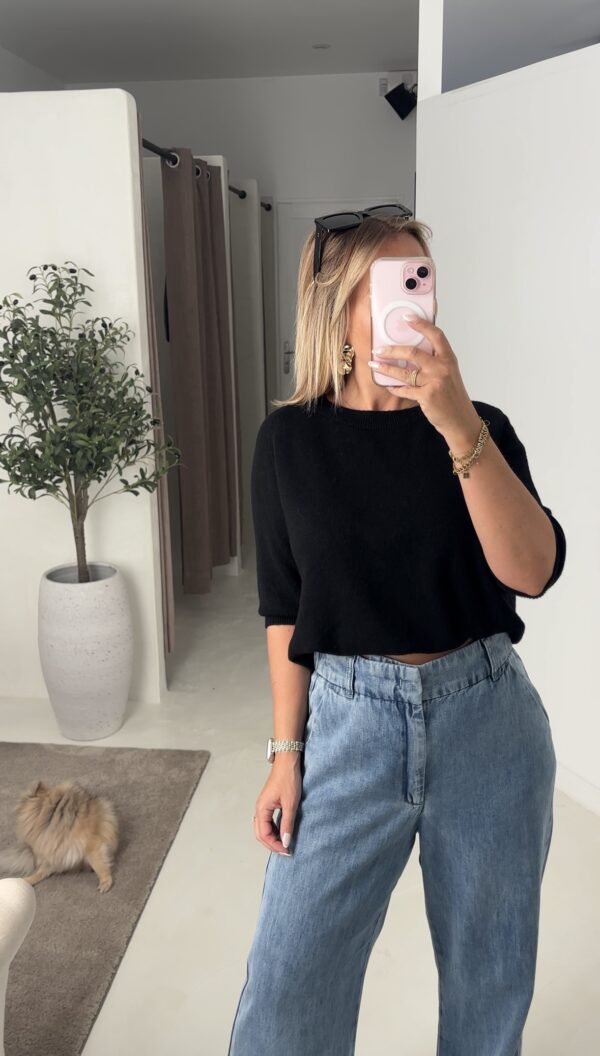 Pull manches courtes noir