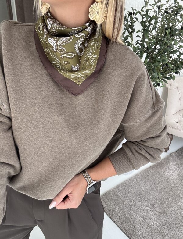 Sweat col rond kaki, coutures tombantes sur les épaules – Image 2