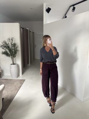 Pull col V gris