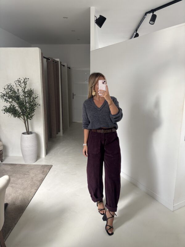 Pull col V gris