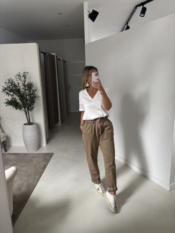 Pantalon camel coupe jogger, taille élastiquée