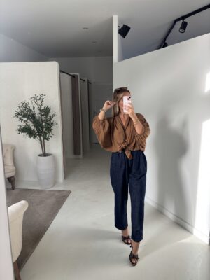 Pantalon ballon brut, taille élastiquée