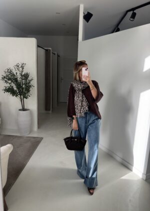 Pull marron manches 3/4